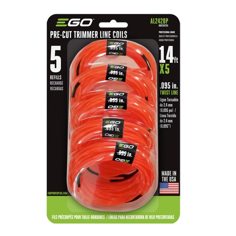EGO Power+ Twisted String Trimmer Lines, Pre-Cut 0.095", 5-Pack - AL2420P - Image 1